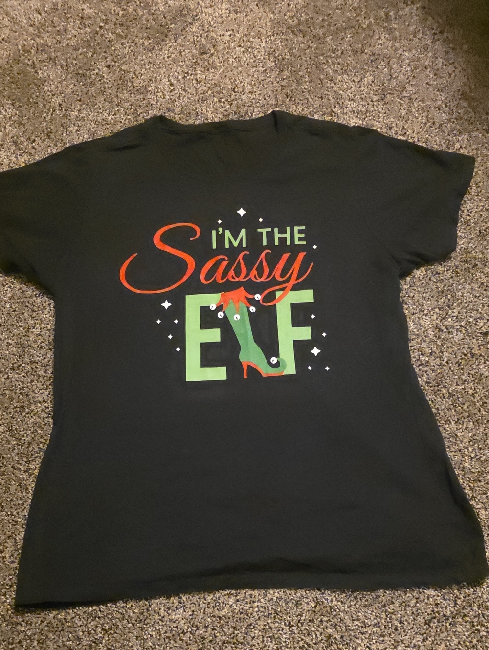 Womens "I'm The Sassy Elf" Graphic Tee - Black